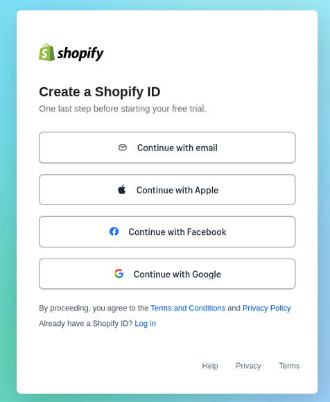 create shopify account