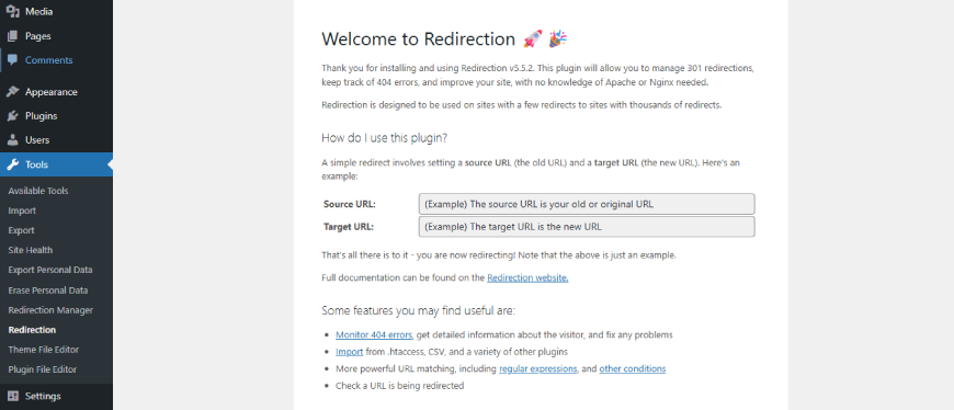 Using the WordPress Redirection Plugin