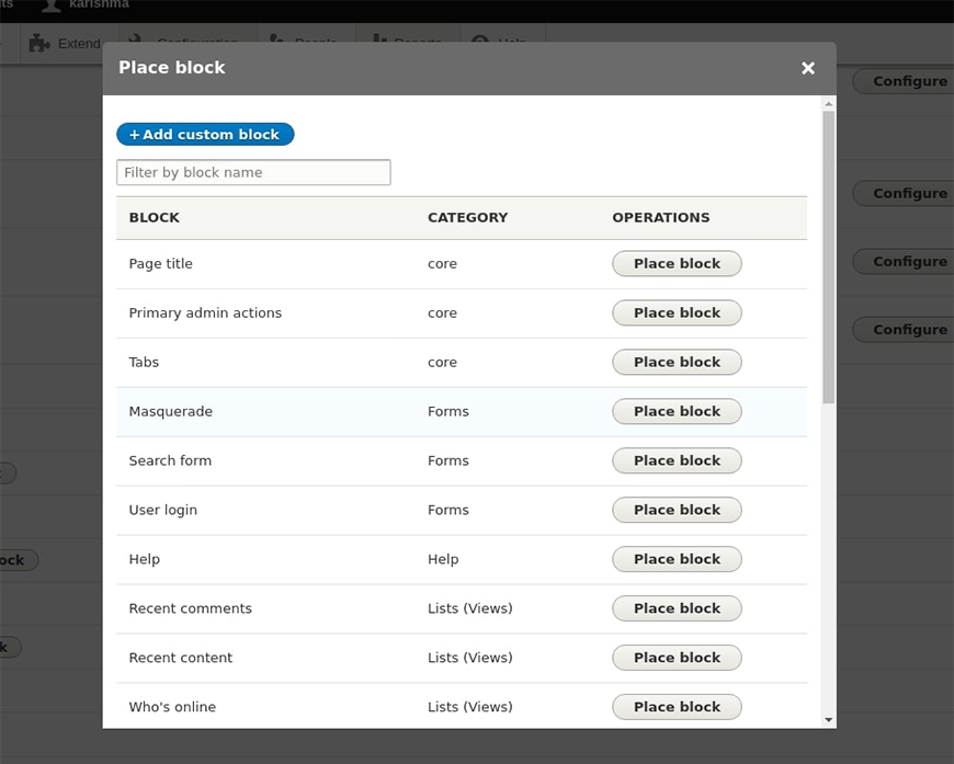 configure the masquerade block for easy access