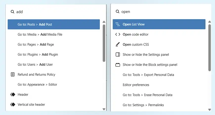 command palette everywhere