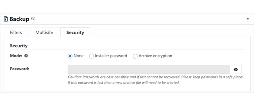 Multisite Backup Security