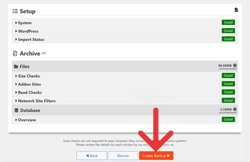 Create Multisite Backup