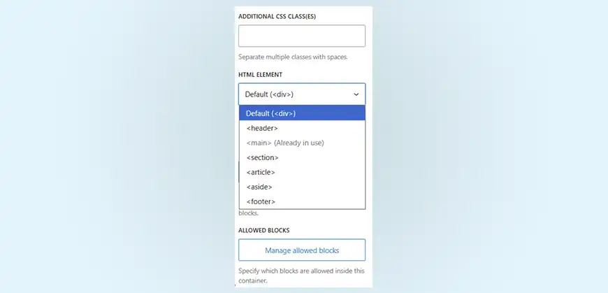 post content block wrapper control