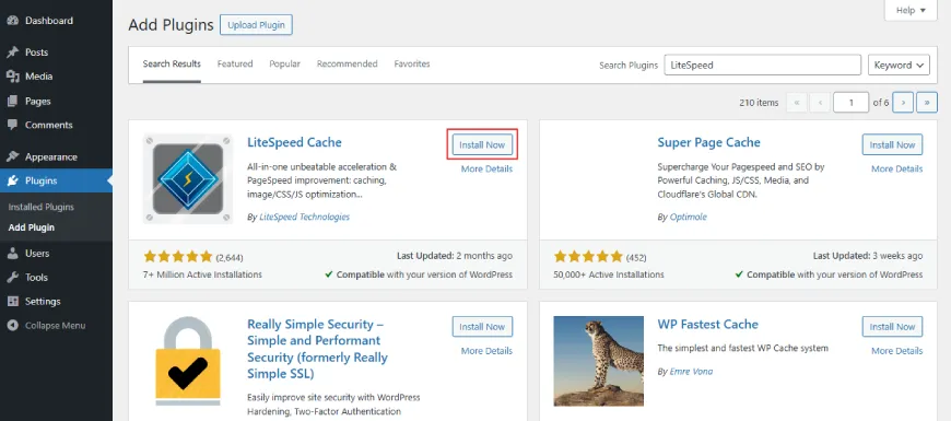 LiteSpeed Cache Plugin